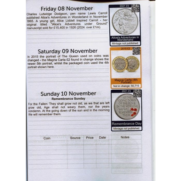 Coin diary inside b.jpg UK Coin Diary 2024 - larger print - Token Publishing Shop